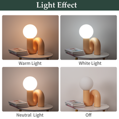 Aeyee Modern Globe Glass Table Lamp, Decorative Art Decor Night Light, Cute Bedside Desk Lamp for Bedroom Living Room Office