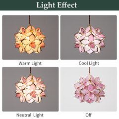 Aeyee Tiffany Style Pendant Light Fixture, Stained Glass Hanging Lamp, Flower Pendant Light, Vintage Lighting with Handmade Lampshade for Kitchen Island Dining Room