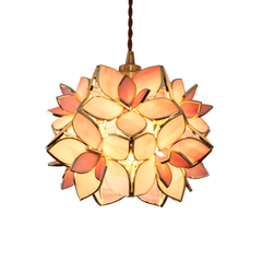 Aeyee Tiffany Style Pendant Light Fixture, Stained Glass Hanging Lamp, Flower Pendant Light, Vintage Lighting with Handmade Lampshade for Kitchen Island Dining Room
