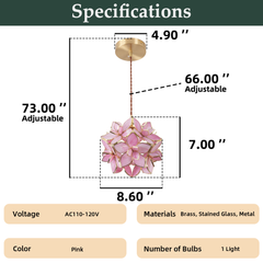 Aeyee Tiffany Style Pendant Light Fixture, Stained Glass Hanging Lamp, Flower Pendant Light, Vintage Lighting with Handmade Lampshade for Kitchen Island Dining Room