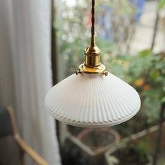 Aeyee Ceramic Pendant Light Fixture, Cute Hanging Light, Adjustable Pendant Lighting for Kitchen Island Bedroom in White