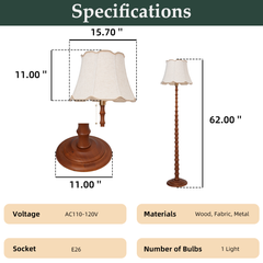 Aeyee Rustic Solid Wood Floor Lamp Boho Style Standing Lamp Natural Real Wood Reading Light Farmhouse Corner Lamp for Living Room Bedroom Office