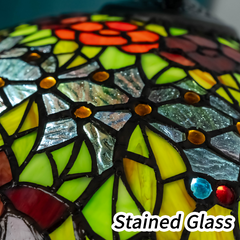 Aeyee Tiffany Style Floor Lamp Stained Glass Standing Lamp Colourful Flower Reading Light Vintage Corner Lamp for Living Room Bedroom Home Office