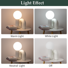 Aeyee Modern Globe Glass Table Lamp, Decorative Art Decor Night Light, Cute Bedside Desk Lamp for Bedroom Living Room Office