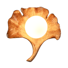 Aeyee Mid-Century Modern Wall Sconce Ginkgo Leaf Shape Wall Light Textured Base Decorative Hardwired Wall Mounted Lighting for Bedroom Living Room Corridor