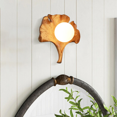 Aeyee Mid-Century Modern Wall Sconce Ginkgo Leaf Shape Wall Light Textured Base Decorative Hardwired Wall Mounted Lighting for Bedroom Living Room Corridor