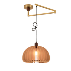 Aeyee Adjustable Swing Arm Pendant Light Vintage Dining Room Light Flexible Hanging Light Fixtures Wood Pendant Light for Dining Room