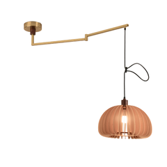 Aeyee Adjustable Swing Arm Pendant Light Vintage Dining Room Light Flexible Hanging Light Fixtures Wood Pendant Light for Dining Room