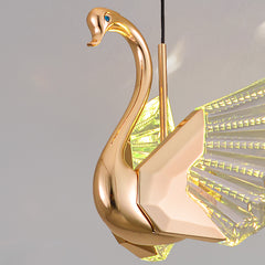 Swan Pendant Light Fixture - Aeyee Modern Acrylic Hanging Lighting, Colorful Ceiling Pendant Light for Bedroom, Decorative Light Warm Light