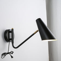 Aeyee Modern Black Wall Lamp, Swing Arm Wall Lamp, Industrial Wall Mount Lighting for Bedroom Corridor