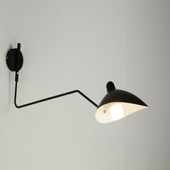 Aeyee Swing Arm Wall Sconce, Black Wall Mounted Lamp, 1 Light Bedside Reading Light, Flexible Wall Light for Bedroom Living Room