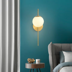 Modern Brass Wall Sconce - Aeyee Elegant Wall Sconce Lighting Gooseneck Arm 1 Light Wall Lamp with Globe Glass Shade