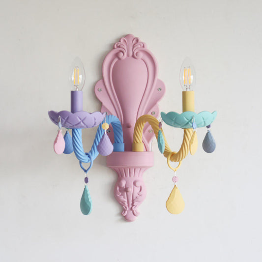 Aeyee Cute Glass Wall Sconce, Candle Wall Mount Light, Macaron 2 Lights Wall Lamp for Bedroom, Hallway, Stairway