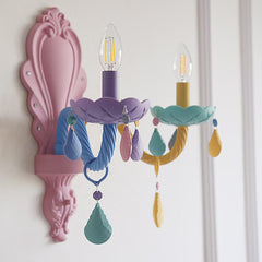 Aeyee Cute Glass Wall Sconce, Candle Wall Mount Light, Macaron 2 Lights Wall Lamp for Bedroom, Hallway, Stairway