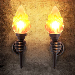 Aeyee Flame Shaped Wall Sconce, Vintage Glass Wall Mounted Lamp, Industrial Wall Light Stairway Sconce Lamp in Coffee