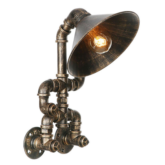 Aeyee Water Pipe Wall Sconce, Industrial Wall Light, Fun Wall Mount Lamp for Bedroom, Stairway, Corridor in Rust