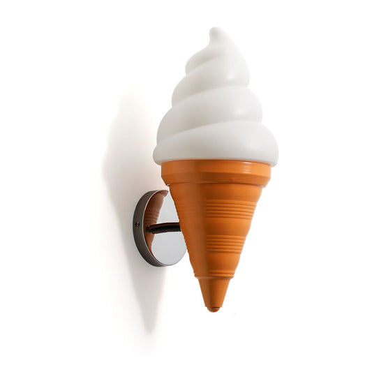 Aeyee Cute Ice Cream Cones Wall Sconce, Plastic Wall Light, Modern Children's Room Lighting for Children's Room Cafe in Orange