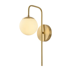 Modern Brass Wall Sconce - Aeyee Elegant Wall Sconce Lighting Gooseneck Arm 1 Light Wall Lamp with Globe Glass Shade