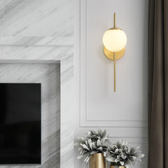 Modern Brass Wall Sconce - Aeyee Elegant Wall Sconce Lighting Gooseneck Arm 1 Light Wall Lamp with Globe Glass Shade