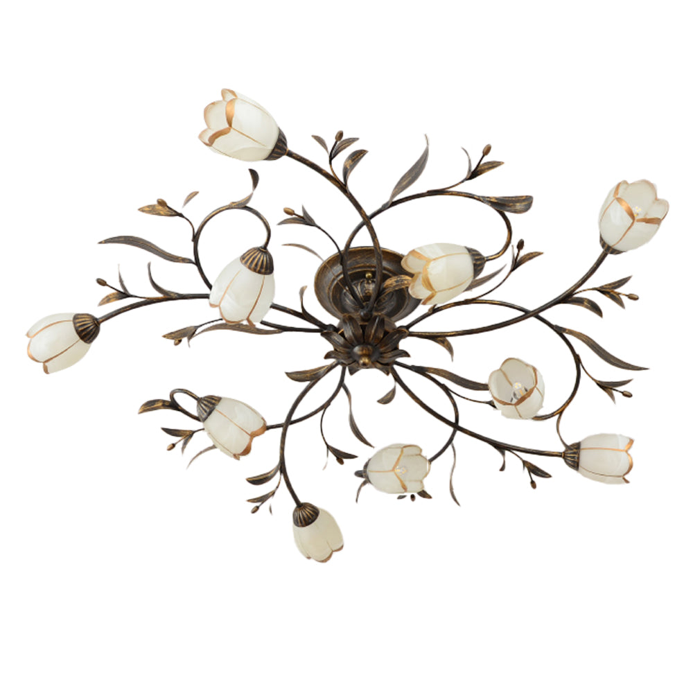 Aeyee Flower Semi Flush Mount Ceiling Light, Rustic Ceiling