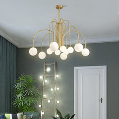 Aeyee Glass Globe Chandelier, Modern Pendant Light, Mid-Century Hanging Light for Dining Room Living Room Gold Finish