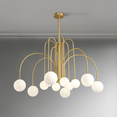 Aeyee Glass Globe Chandelier, Modern Pendant Light, Mid-Century Hanging Light for Dining Room Living Room Gold Finish