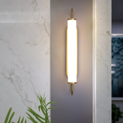 Aeyee Linear Tube Wall Sconce Lighting, LED Wall Mount Light with Glass Shade, 2800K Gold Vanity Light Fixture