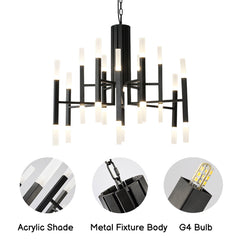 Modern Acrylic Tubes Island Chandelier - Aeyee Classy Pendant Light Fixture, Hanging Lighting for Dining Room Bedroom