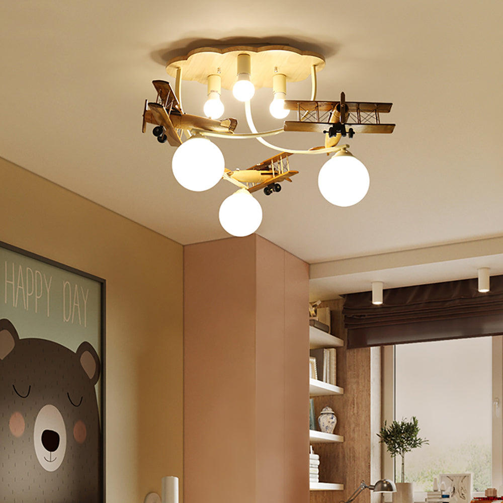 Airplane Ceiling Lamp Kids’ Bedroom Chandelier Creative Baby Boy’s Modeling  Light