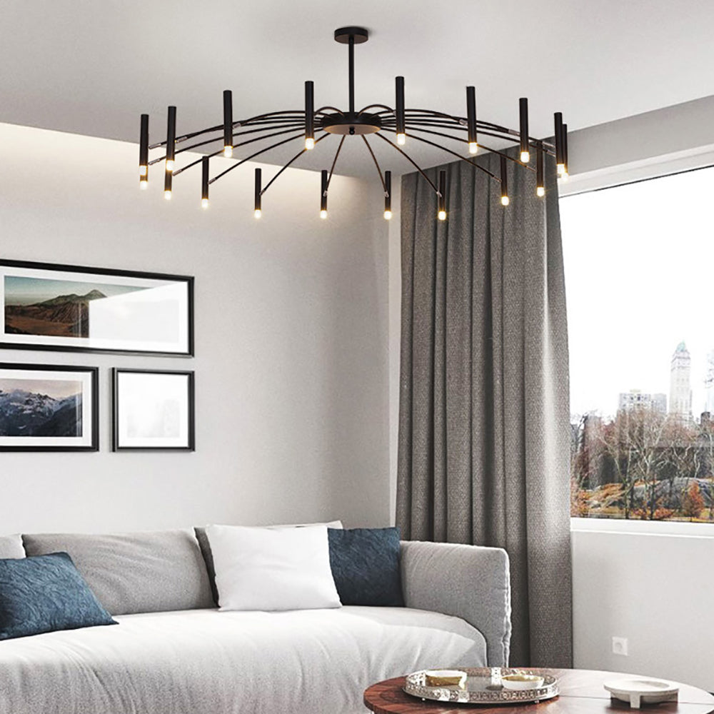 Aeyee Modern Sputnik Chandelier, Black Pendant Light Fixture, Adjustable Hanging Lighting for Kitchen Bedroom