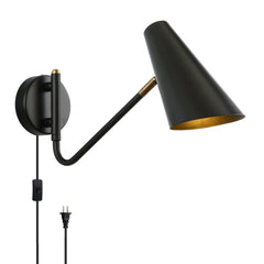 Aeyee Modern Black Wall Lamp, Swing Arm Wall Lamp, Industrial Wall Mount Lighting for Bedroom Corridor