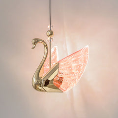 Swan Pendant Light Fixture - Aeyee Modern Acrylic Hanging Lighting, Colorful Ceiling Pendant Light for Bedroom, Decorative Light Warm Light