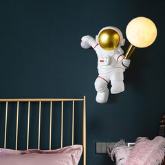 Aeyee Astronaut Wall Sconce, Modern Kids Moon Wall Light with PLA Shade, Cute Wall Lamp for Boys Girls Bedroom