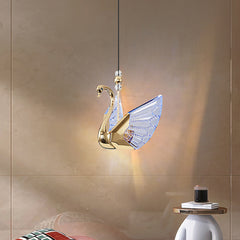 Swan Pendant Light Fixture - Aeyee Modern Acrylic Hanging Lighting, Colorful Ceiling Pendant Light for Bedroom, Decorative Light Warm Light