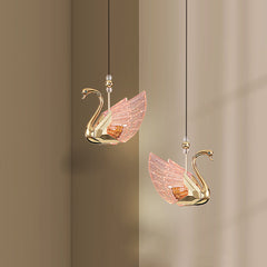 Swan Pendant Light Fixture - Aeyee Modern Acrylic Hanging Lighting, Colorful Ceiling Pendant Light for Bedroom, Decorative Light Warm Light