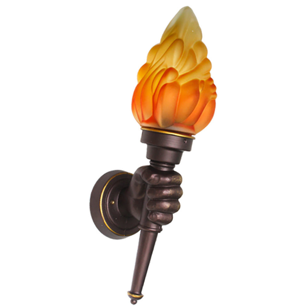 Aeyee Flame Shaped Wall Sconce, Vintage Glass Wall Mounted Lamp, Industrial Wall Light Stairway Sconce Lamp in Coffee