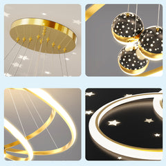 Aeyee Modern Tier LED Chandelier, Unique Starry Pendant Light Fixture, Dimmable Tier Hanging Lamp