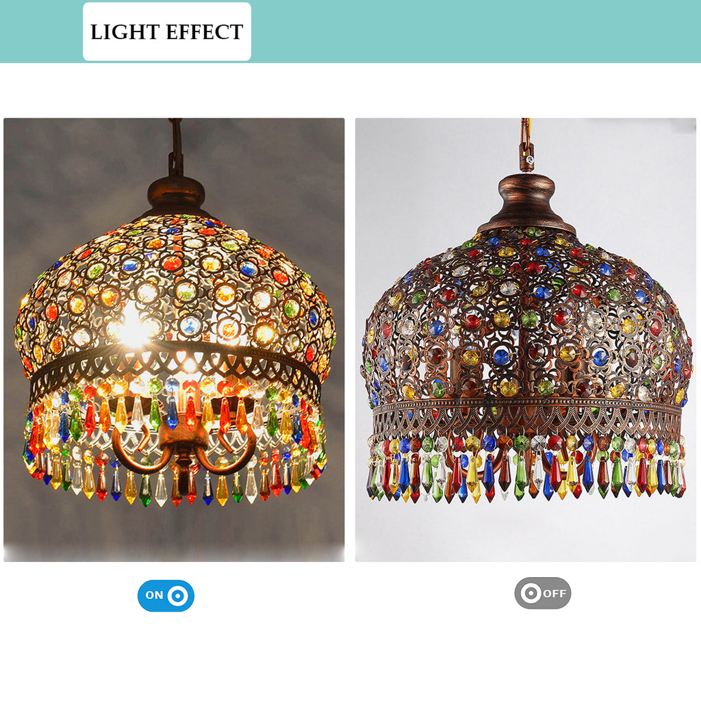 Aeyee Handmade Crystal Pendant Light Fixture, Bohemian Style Hanging L ...