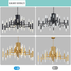 Modern Acrylic Tubes Island Chandelier - Aeyee Classy Pendant Light Fixture, Hanging Lighting for Dining Room Bedroom