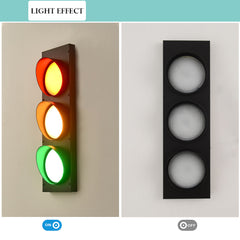 Aeyee Industrial Traffic Light Vintage Stop Light with Remote, 18.5" Fun Wall Lamp for Kids Bedroom, Office, Bar