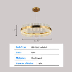 Gold Crystal Chandelier - Aeyee LED Hanging Light Round Ceiling Pendant Light Fixture for Dining Room, Kitchen Island