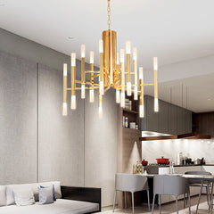 Modern Acrylic Tubes Island Chandelier - Aeyee Classy Pendant Light Fixture, Hanging Lighting for Dining Room Bedroom