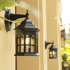 Outdoor Lantern Light - Aeyee 1 Light Outdoor Wall Sconce with Glass Shade, Aluminum Body, Waterproof Porch Lantern, Garage Lamp