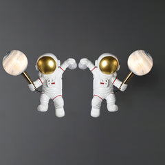 Aeyee Astronaut Wall Sconce, Modern Kids Moon Wall Light with PLA Shade, Cute Wall Lamp for Boys Girls Bedroom