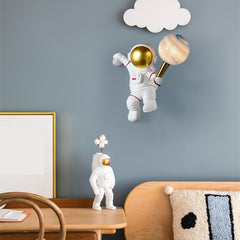 Aeyee Astronaut Wall Sconce, Modern Kids Moon Wall Light with PLA Shade, Cute Wall Lamp for Boys Girls Bedroom