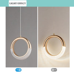 Aeyee Round Shaped Pendant Light Fixture, Dimmable LED Ring Hanging Lamp, Adjustable Kitchen Island Pendant Light