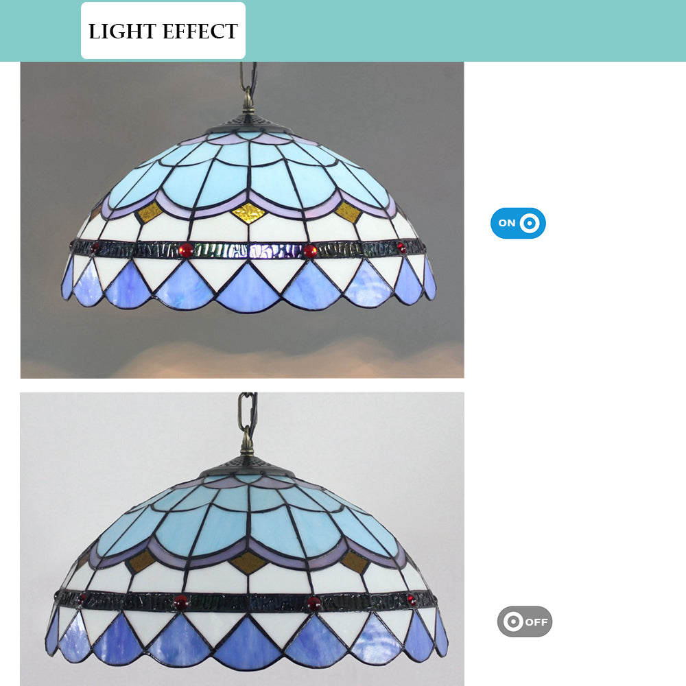 Blue Glass Pendant Light Fixture, Floral Pattern Hanging Pendant Light Blue Glass Pendant Light Fixture, Floral Pattern Hanging Pendant Light