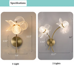 Aeyee Flower Wall Sconce, LED Elegant Wall Light, Dimmable Wall Mount Lamp for Mirror, Bedroom, Hallway