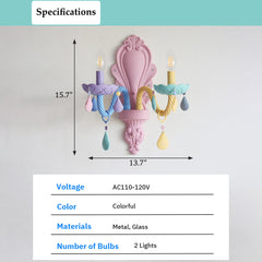 Aeyee Cute Glass Wall Sconce, Candle Wall Mount Light, Macaron 2 Lights Wall Lamp for Bedroom, Hallway, Stairway