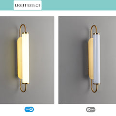 Aeyee Linear Tube Wall Sconce Lighting, LED Wall Mount Light with Glass Shade, 2800K Gold Vanity Light Fixture